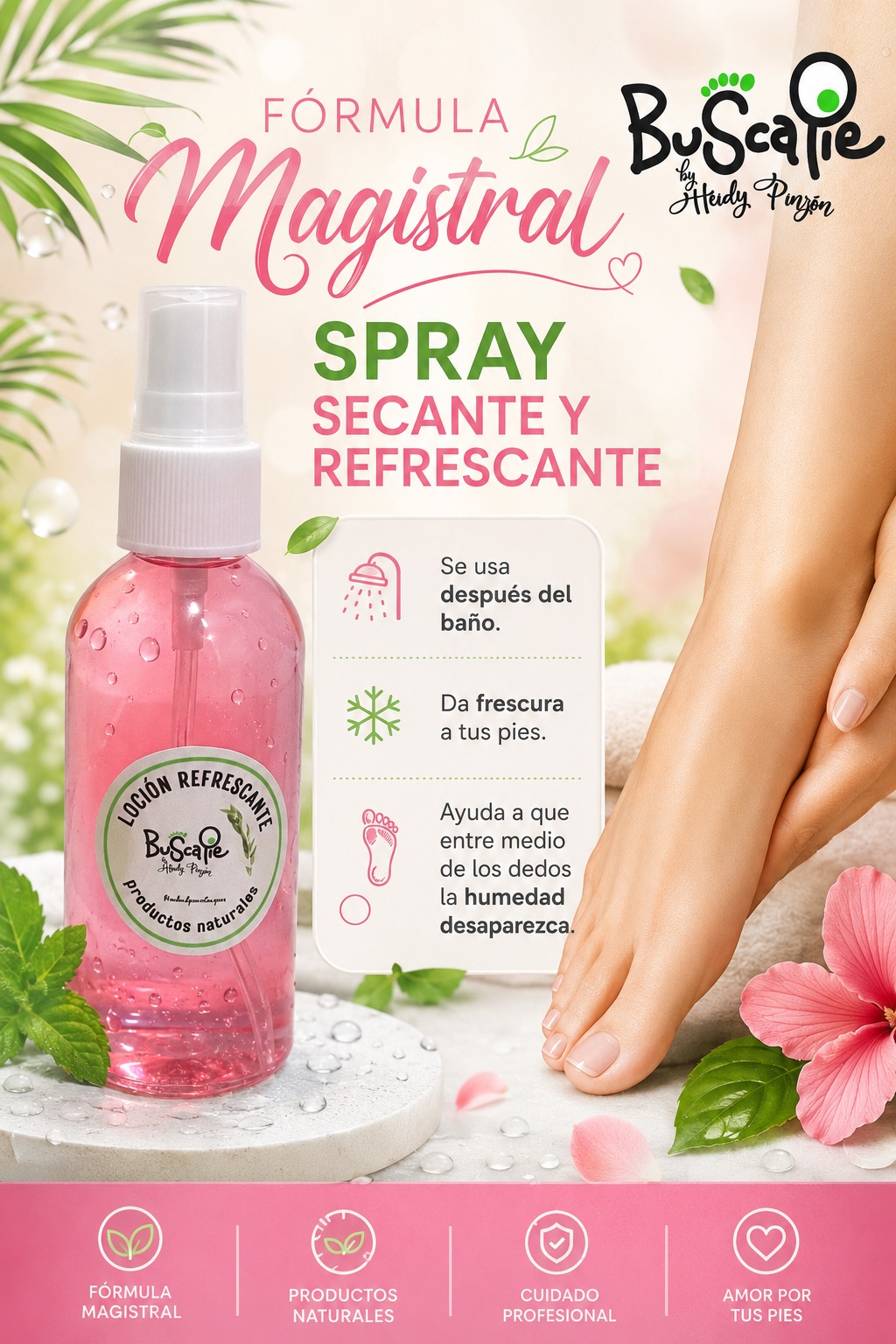 Spray secante y refrescante BuscaPie para el cuidado de los pies